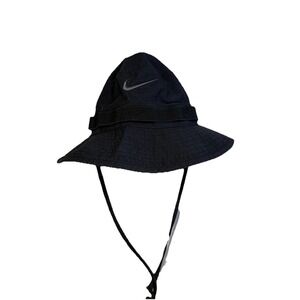 Nike Black Bucket Hat Nylon Dri-Fit With Strings Adult SM Apex Boonie Vacation